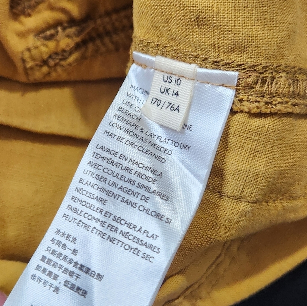 Free People Erika Utility Cargo Mini Skirt in Mustard Yellow Sz 10 - Picture 8 of 9